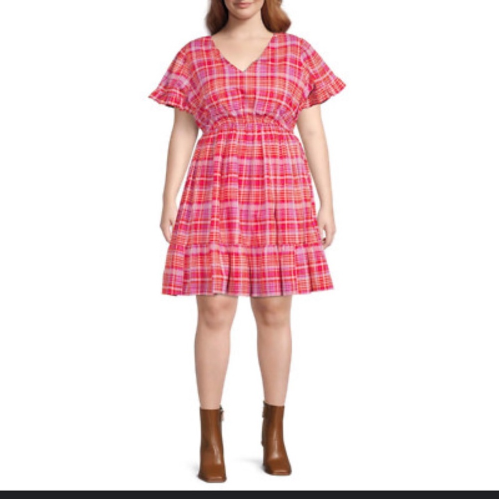 Terra & Sky Women's Vibrant Pinkin midi dress